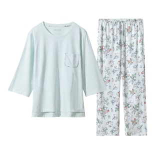 德国舒雅女士纯棉睡衣25秋冬新款印花七分袖长裤家居服套装25200H