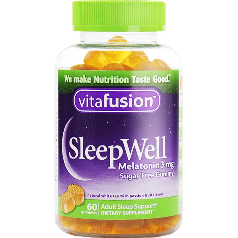 美国vitafusion褪黑素SleepWell安稳瓶深度睡眠软糖快速助眠正品