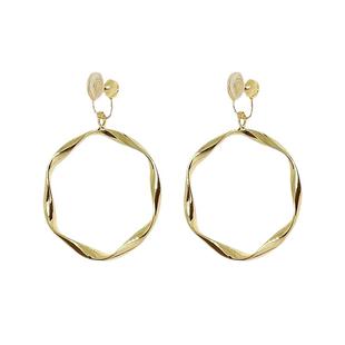 圆脸圆圈耳环女港风蚊香盘耳夹复古新款无耳洞夸张耳饰耳圈大圈