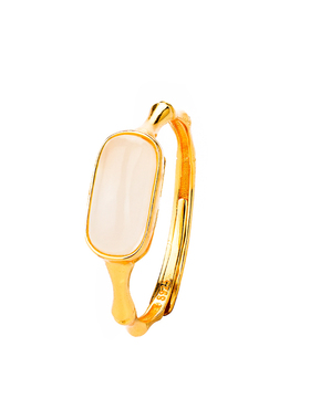 御臻珠宝S925银和田玉马鞍戒指