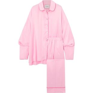 Sleeper 夏季女大廓形缎面粉红色睡衣套装