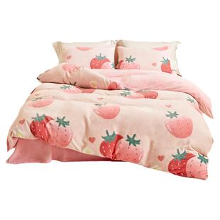 梦洁家纺珊瑚绒三四件套牛奶绒双面绒床单被套加绒法兰绒床上用品