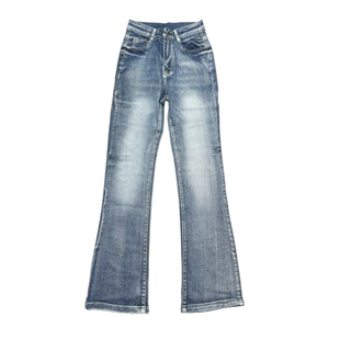 145小个子美式辣妹高腰窄版直筒牛仔裤女秋冬修身显瘦百搭微喇裤