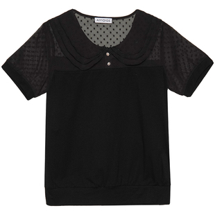 艾依琪格大码胖mm巨显瘦穿搭气质三层娃娃领提花雪纺衫胖妹妹上衣