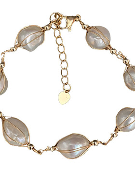 L.RUBY女异形珍珠手工编织手链