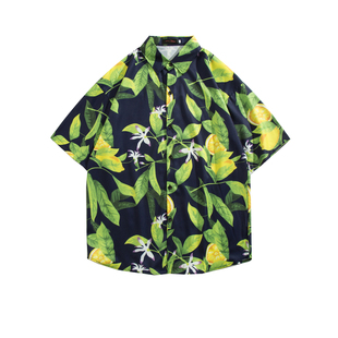 泰式复古百搭vintage花衬衫短袖港风夏威夷风设计感男女宽松衬衣