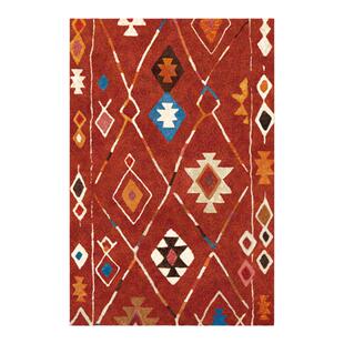 楼兰美惠 美式客厅地毯复古红色摩洛哥客厅茶几毯加厚卧室床边毯