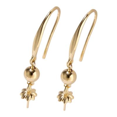 蜜蜡碧玉diy珍珠耳坠黄金珠间隔