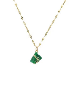 钛钢女绿色小粽子项链女