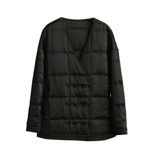 清货无补 女士国风斜襟V领棉服外套 盘扣驼绒保暖棉衣 冬款 女装