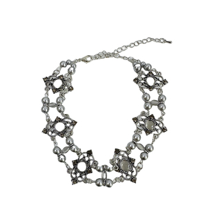 atmshop复古宫廷灰色仿猫眼石珠串choker项圈新中式夸张氛围项链