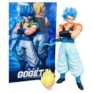 双王 七龙珠手办超级赛亚人黄蓝发 可换头悟吉塔站姿抱胸模型摆件