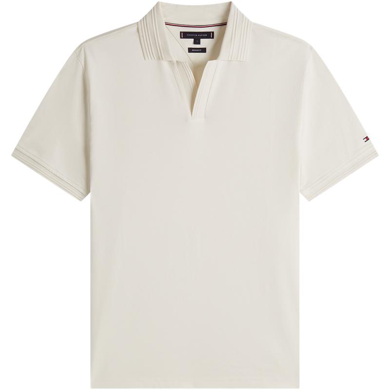 Tommy男装丝光棉纯色V字POLO衫