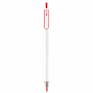 爱好无声静音ST笔尖速干按动式中性笔学生初中生手账重点标记0.5mm红色水笔批改红笔纠错笔简约白杆ins高颜值