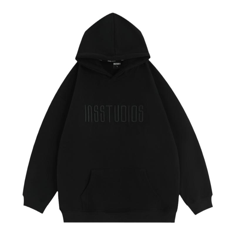 【INSKR】国潮牌情侣美式立体刺绣LOGO卫衣宽松重磅加绒连帽衫男