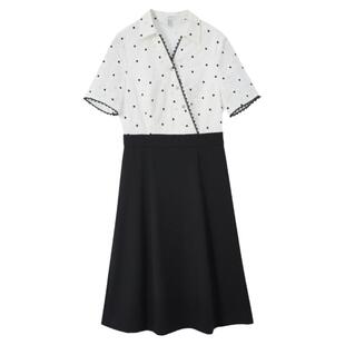 FINITY菲妮迪连衣裙夏季雪纺别致绣花假两件拼接中长款裙子女