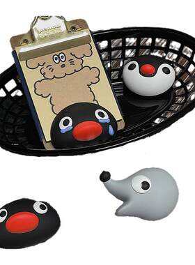 pingu企鹅家族可爱立体冰箱贴挂钩ins风创意卡通磁铁留言贴吸铁石