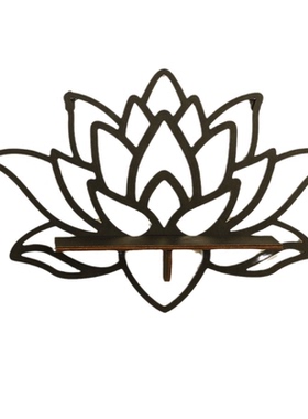 木质莲花禅意墙面置物架