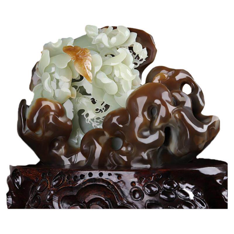 大师工艺和田玉花开富贵摆件客厅