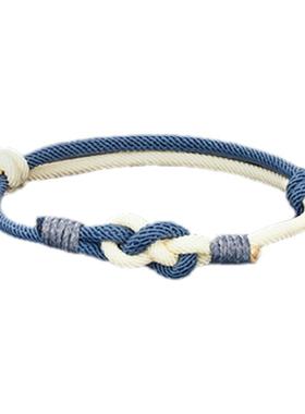 八字同心结手绳女纯手工编织闺蜜二三人情侣一对中国风可调节手链