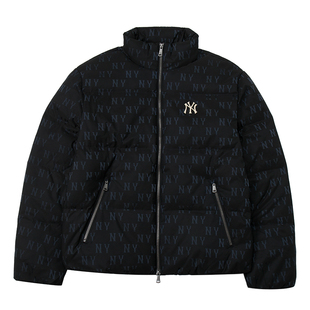 MLB羽绒服男女同款秋冬NY老花满印情侣立领保暖鸭绒外套3ADJM0346