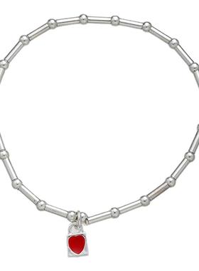 红色锁头弹力绳手链女小众