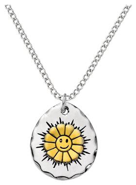 新款双面表情切换复古向日葵项链男女高级感中古潮牌吊坠配饰礼物