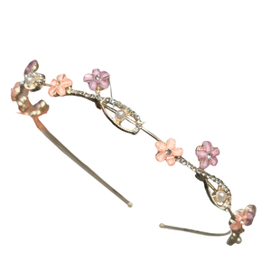 高级感水钻花朵发箍女2026新款珍珠头箍高颅顶夏天细款发捆头饰