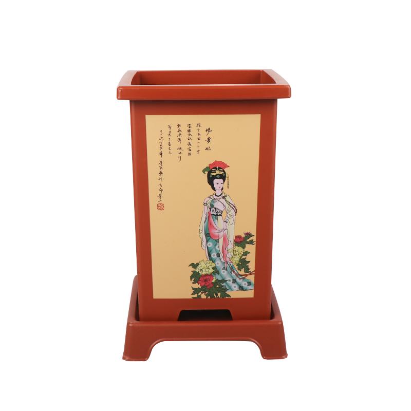 新款花盆专用兰花盆塑料仿紫砂精美高端带托盘送沥水罩花卉绿植