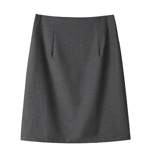 毕业照深灰色a字职业半身裙正装裙黑色工作面试西装短裙夏季薄款