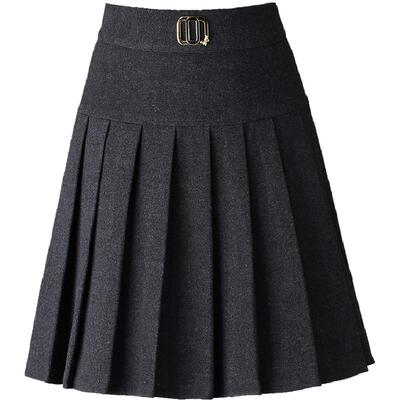 毛呢百褶裙a字遮肚jk防走光短裙