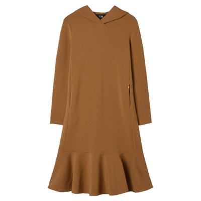 简约中裙连帽长袖连衣裙