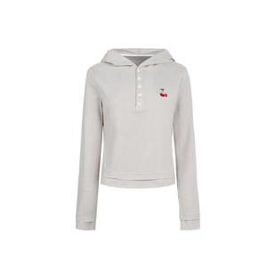 local aliens外星沙龙美式复古樱桃刺绣条纹连帽打底长袖t恤上衣