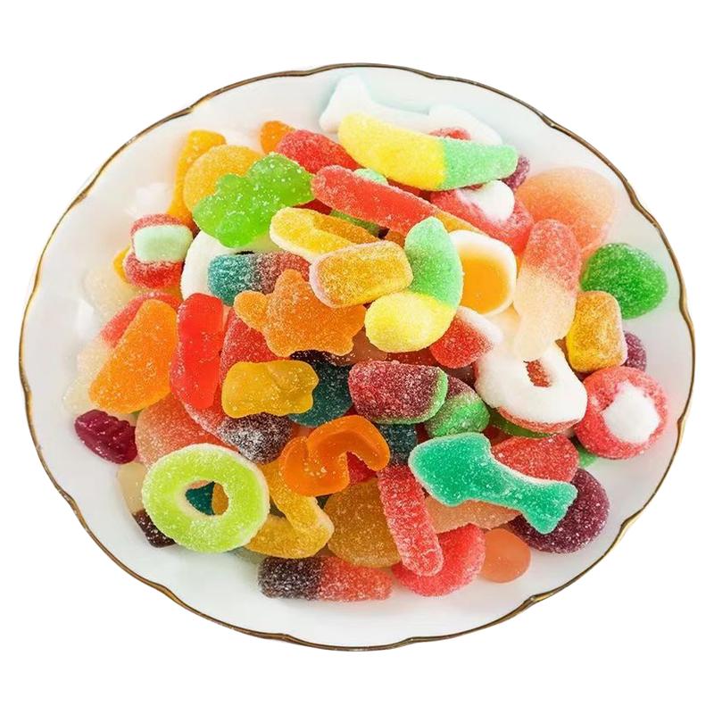 酸砂软糖涂油QQ橡皮糖混合口味水果摆摊网红混合糖果批发休闲零食