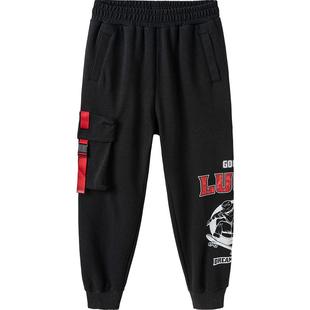 巴拉巴拉童装男童长裤儿童裤子2025新款春秋装束脚时尚印花运动潮