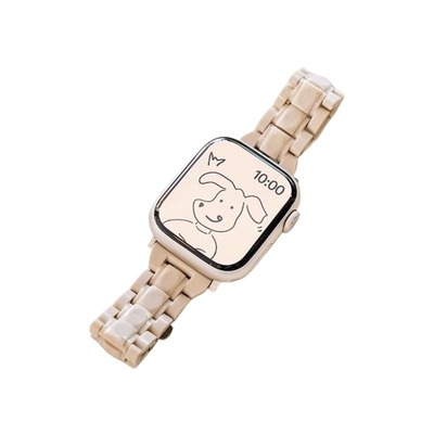 适用iwatch手表S10新款细腰三珠树脂S11表带苹果S9女生iwatch腕带SE夏天8时尚个性智能配件42mm运动5可爱创意