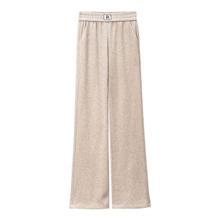 雪尼尔窄版阔腿裤女春秋季新款高腰垂感小个子休闲加绒加厚直筒裤