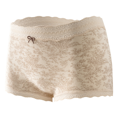 芬腾纯棉内裤女士小平角碎花蕾丝