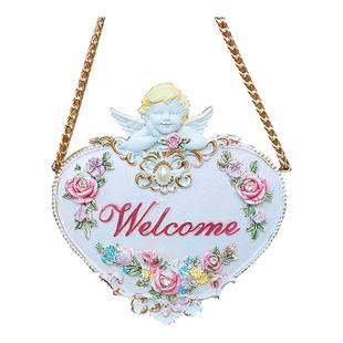 欧式树脂欢迎光临挂牌门牌welcome牌 天使浮雕家庭装饰牌创意家居