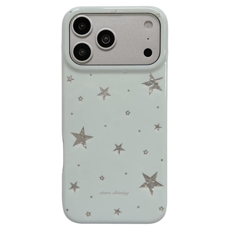 jze 韩系少女糖果色鎏金星星适用苹果17ProMax手机壳带挂绳iphone16pro新款17女15pro高级感14全包防摔手机套
