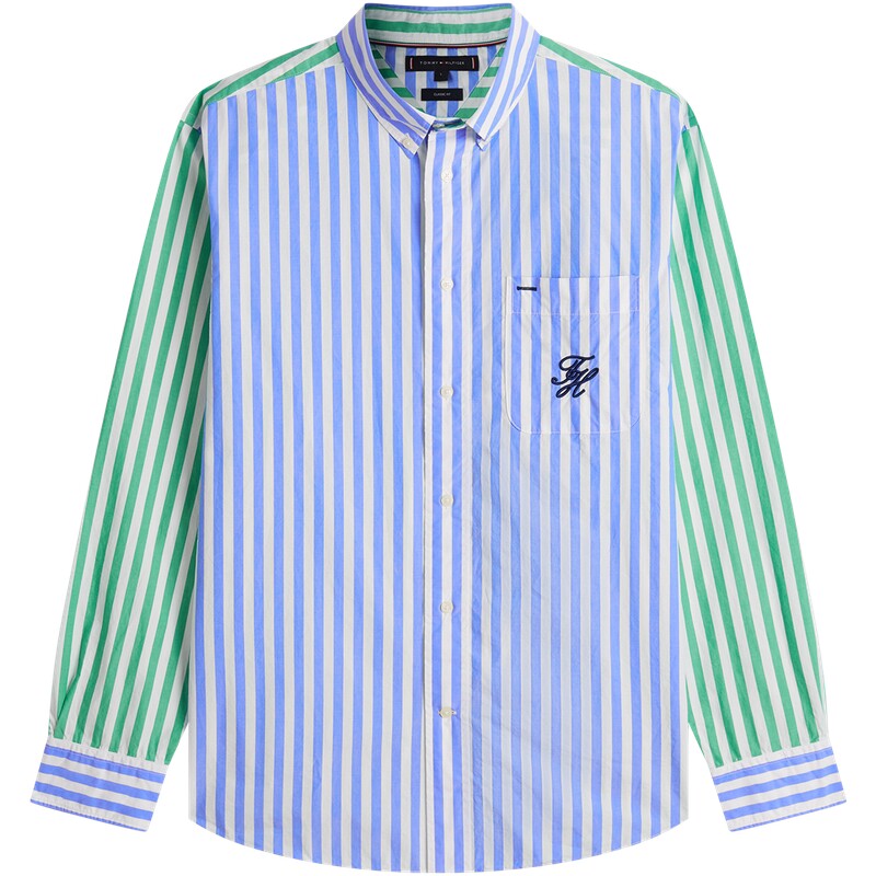 Tommy男装纯棉府绸条纹宽松长袖