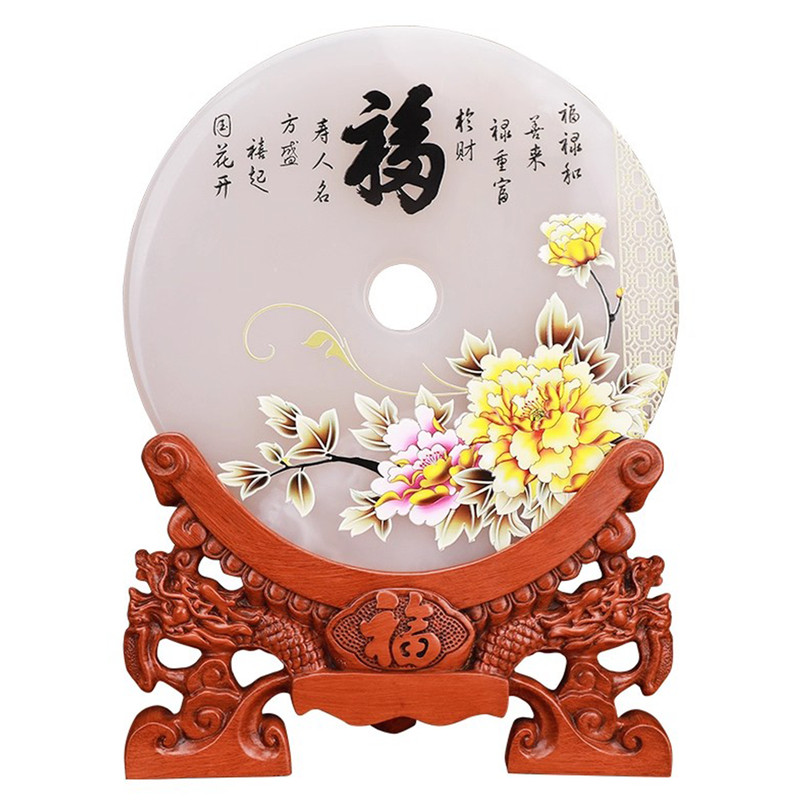 天然玉石平安扣高档彩印定制摆件