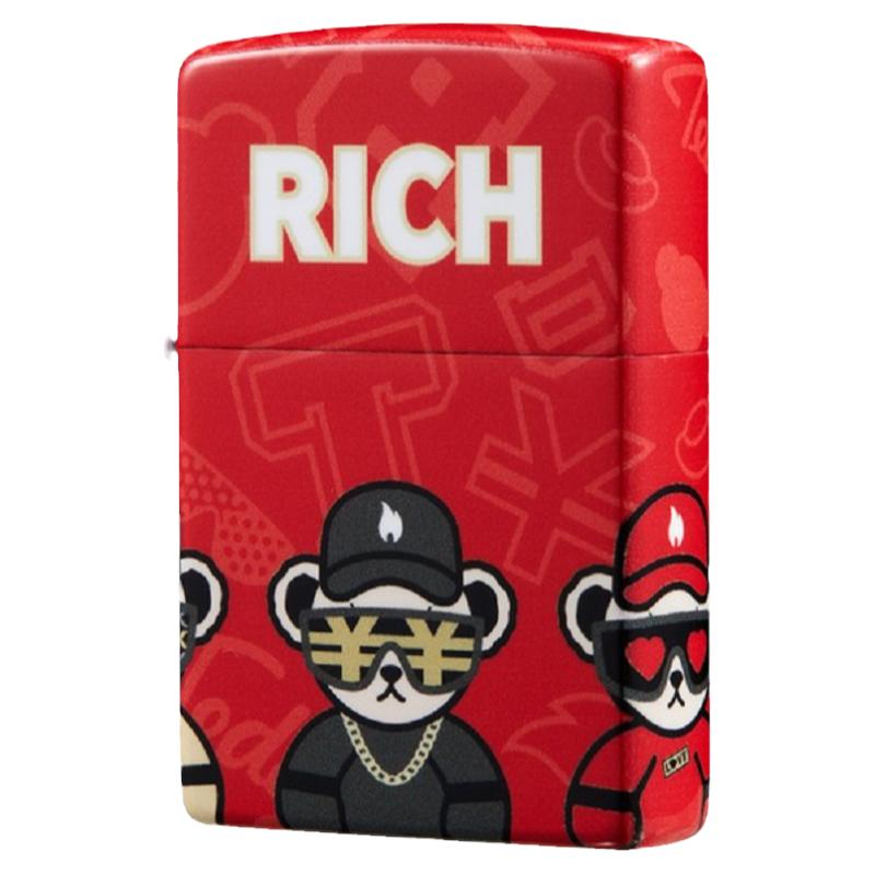 zippo彩印泰迪熊送礼铜联名暴富