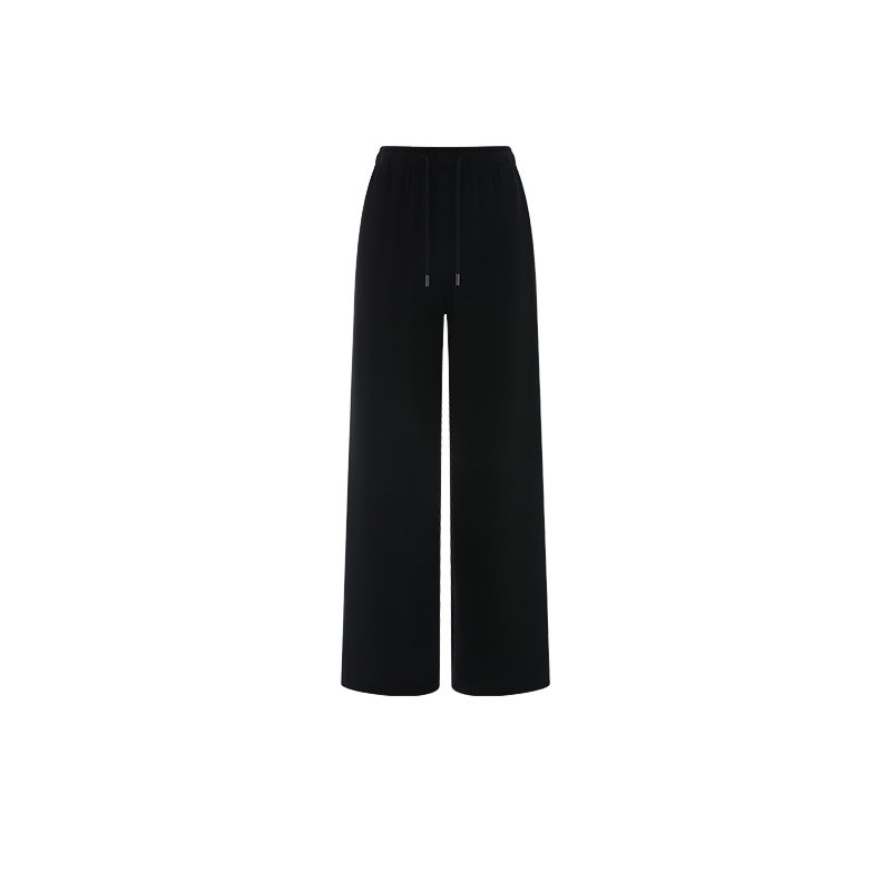 女秋冬松紧腰德绒直筒阔腿裤