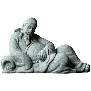 中式国潮青砂石姜太公钓鱼茶宠 创意复古人物桌面茶台装饰小摆件