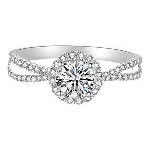 四爪仿真一克拉钻戒情侣结婚女交织排戒戒指婚礼仪式用的一对道具