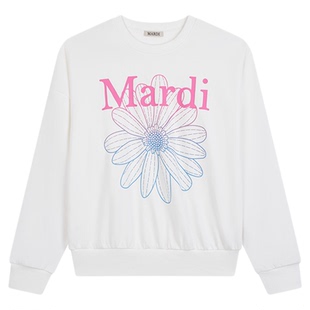 MARDI2026春季新款小雏菊渐变时尚女款卫衣圆领宽松休闲百搭上衣