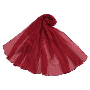 酒红色丝巾女2024新款春秋新款沙滩纱巾披肩百搭薄款海边防晒围巾