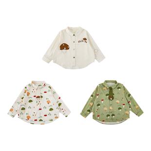 幼悠2026春秋新款男童数码印花翻领衬衫帅气儿童休闲T恤裤子套装