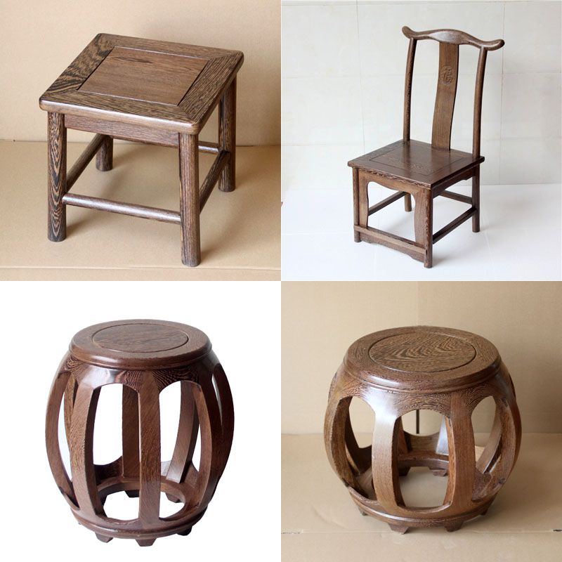 K8鸡翅木中式鼓凳实木子小圆凳小家用方凳靠背椅红木矮凳榫卯